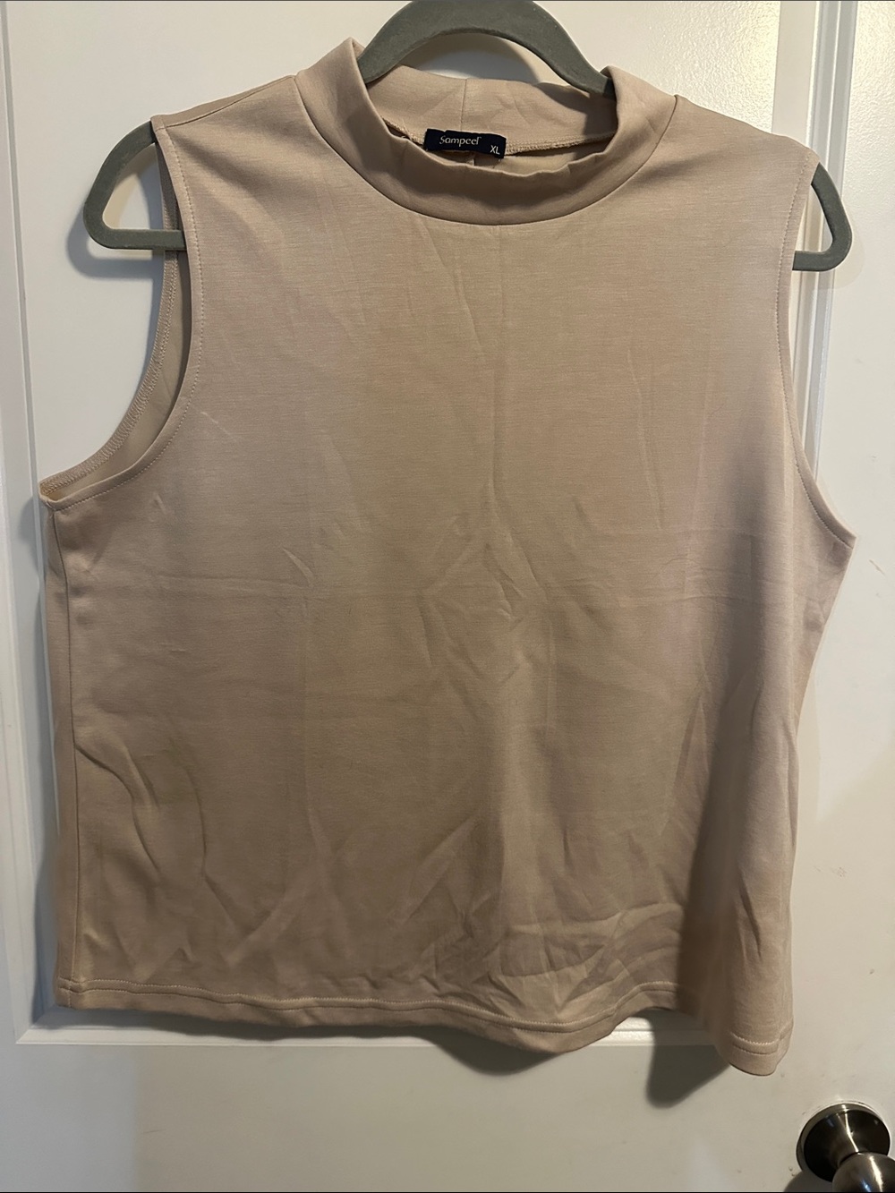 Sampeel Mock Neck Sleeveless Tank Top in Taupe